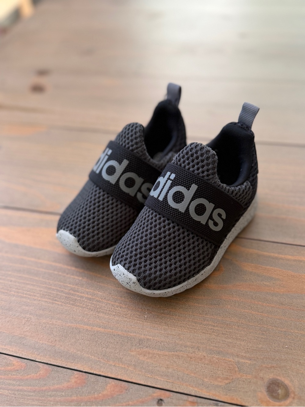 adidas Lite Racer Grey Slip-On Sneakers - Size 5